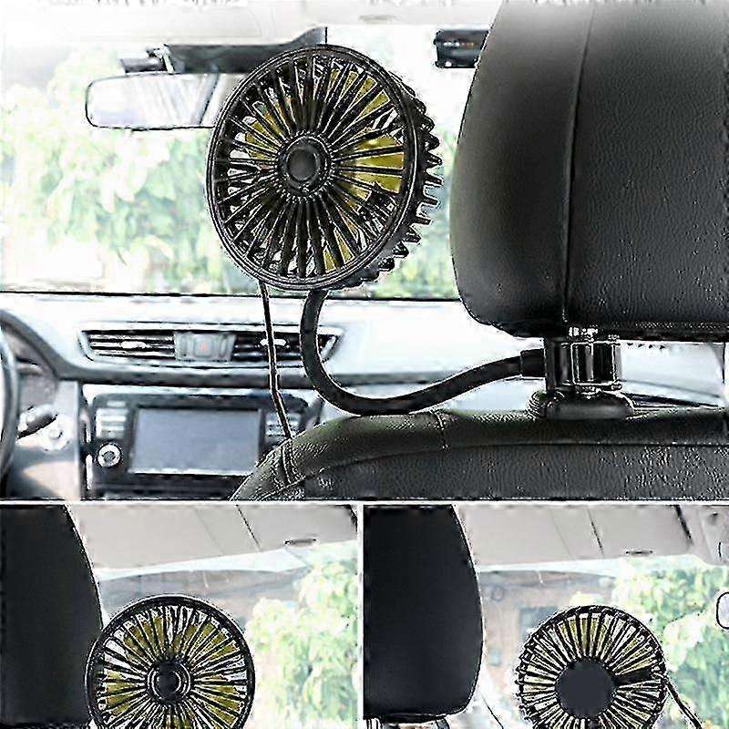 USB-autotuuletin takaistuimen auton jäähdytystuulettimelle, 3-vaihteinen voimakas tuuli 5V tuuletin säädettävällä pidikkeellä sähköturvaistuimen tuulettimella