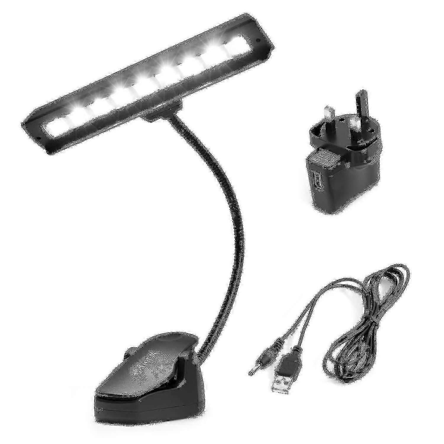 Lampe de pupitre réglable à pince avec 9 LED lumineuses et adaptateur secteur pour lampe de lecture de partitions