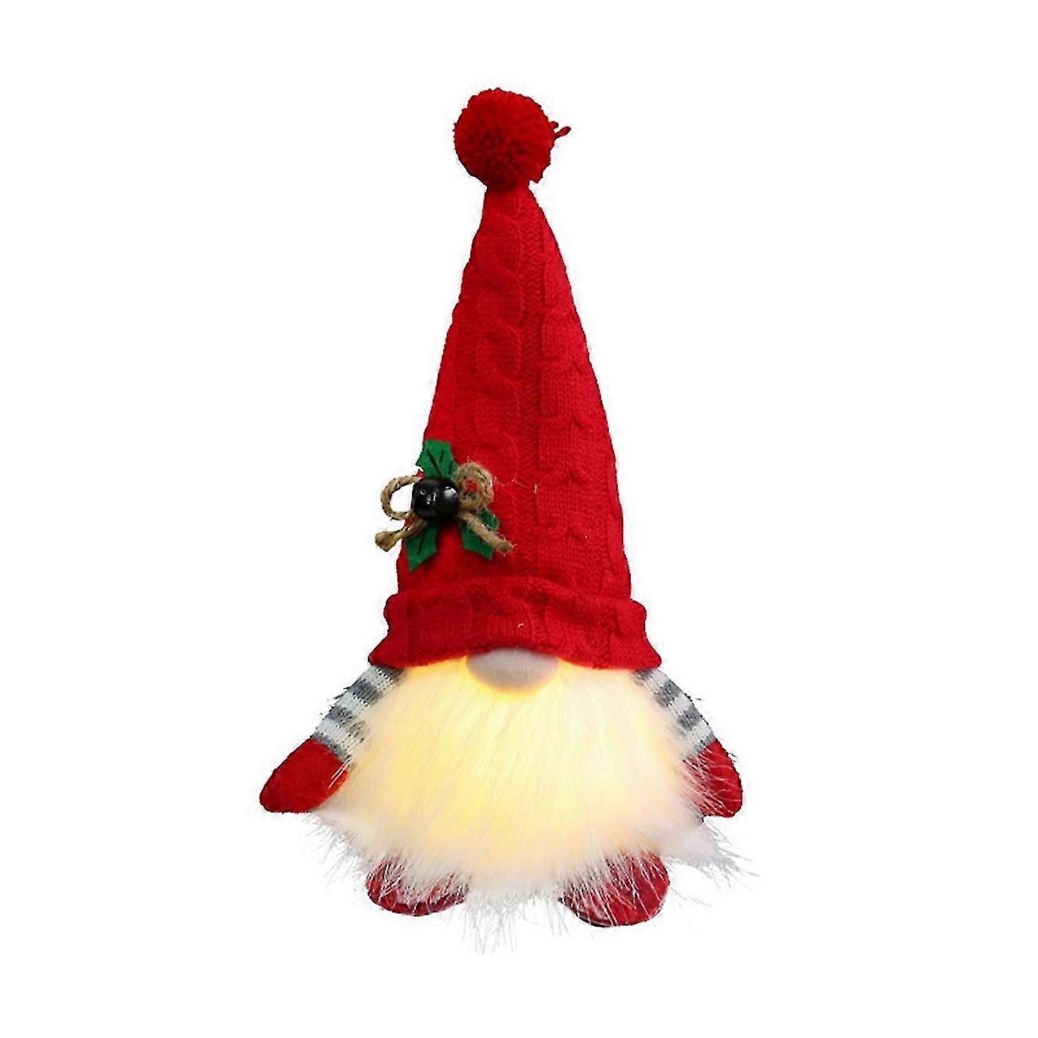 Gnome Doll with LED Light Merry Christmas Decor-Red