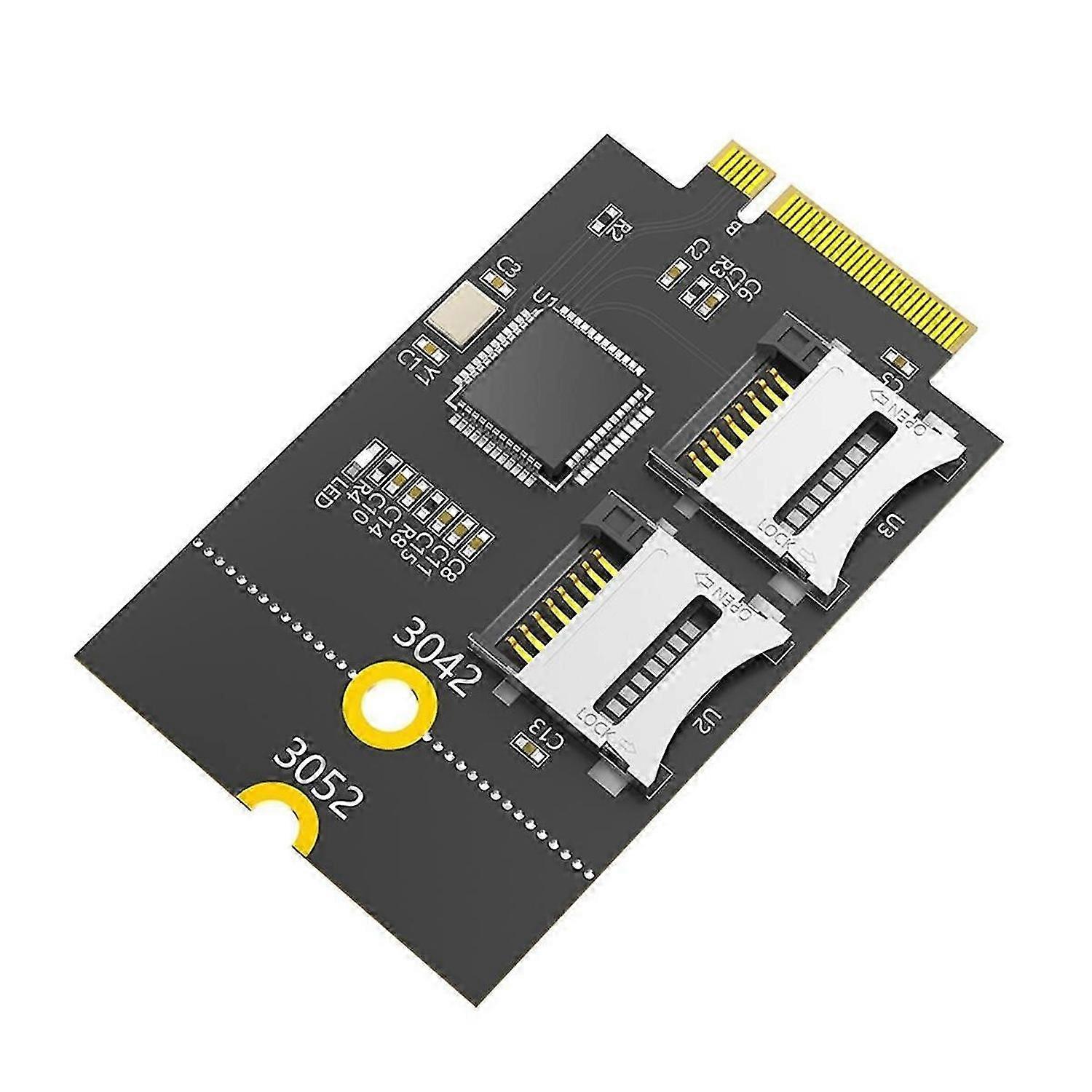 Dual Micro-SD Card, TF Card to NGFF M.2 Key B Reader Adapter Converter (Supports USB Bus, Not SATA Bus)