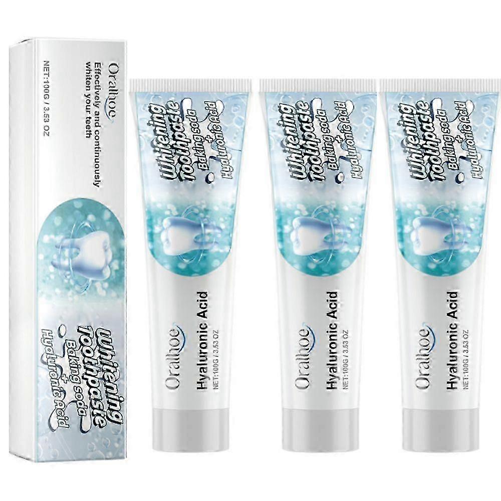 1-3X Sodium Hyaluronate Teeth Whitening Toothpaste, Teeth Whitening with Baking Soda