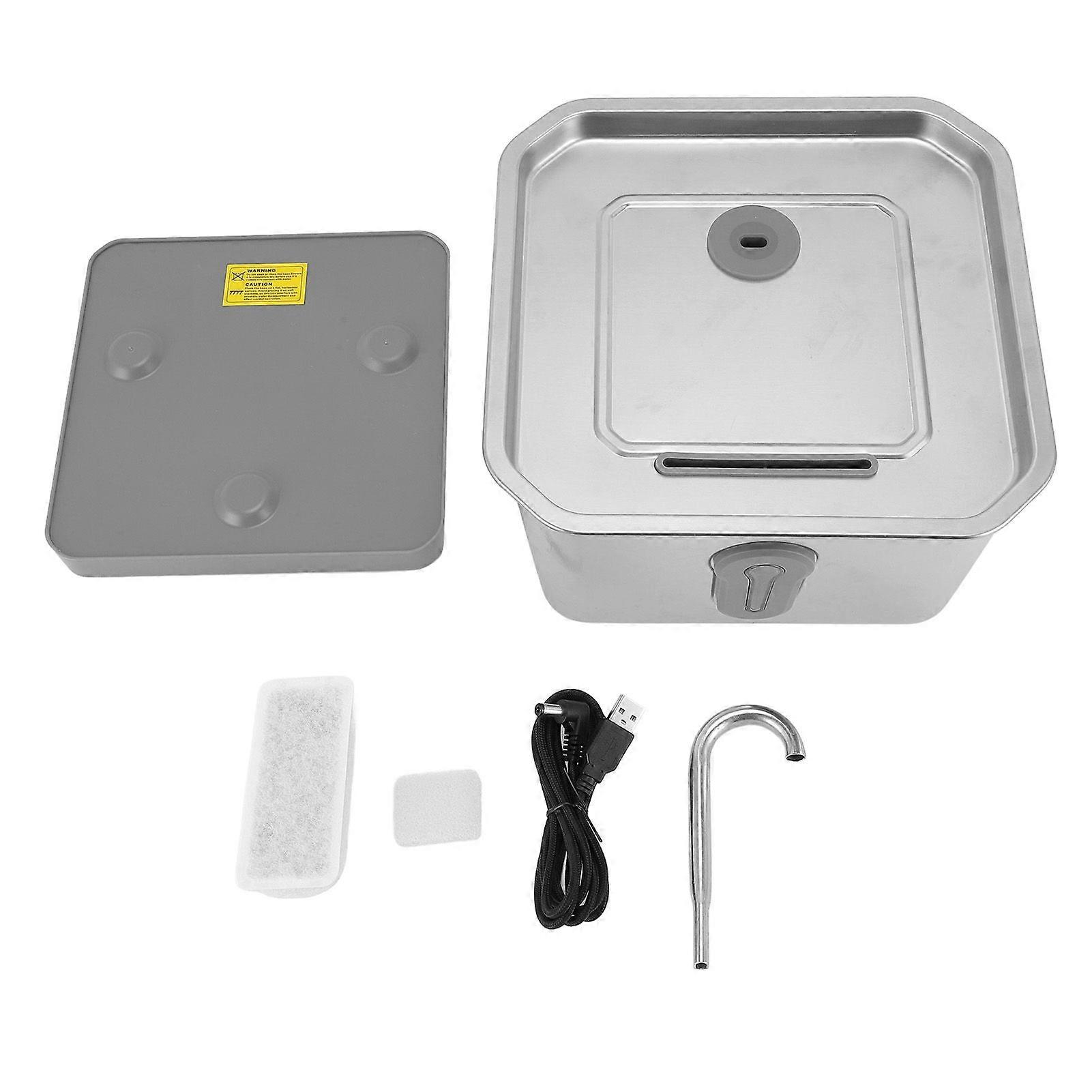 3.5L Stainless Steel Cat Water Fountain Activated Carbon Filtered Smart Sensing Quiet Automatic Pet Drink Dispenser