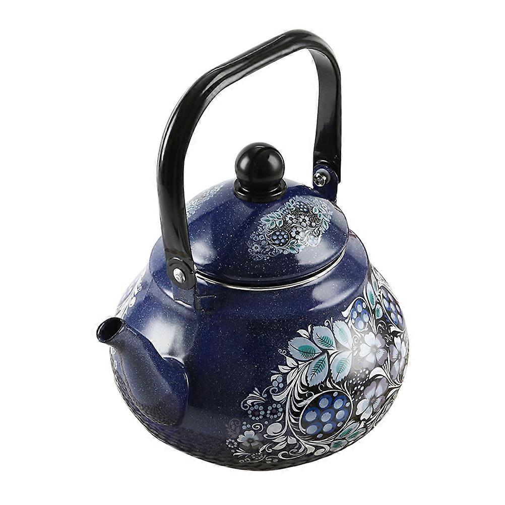 Enameled Tea Kettle for Boiling Water Blue Vintage Large-Capacity Pot