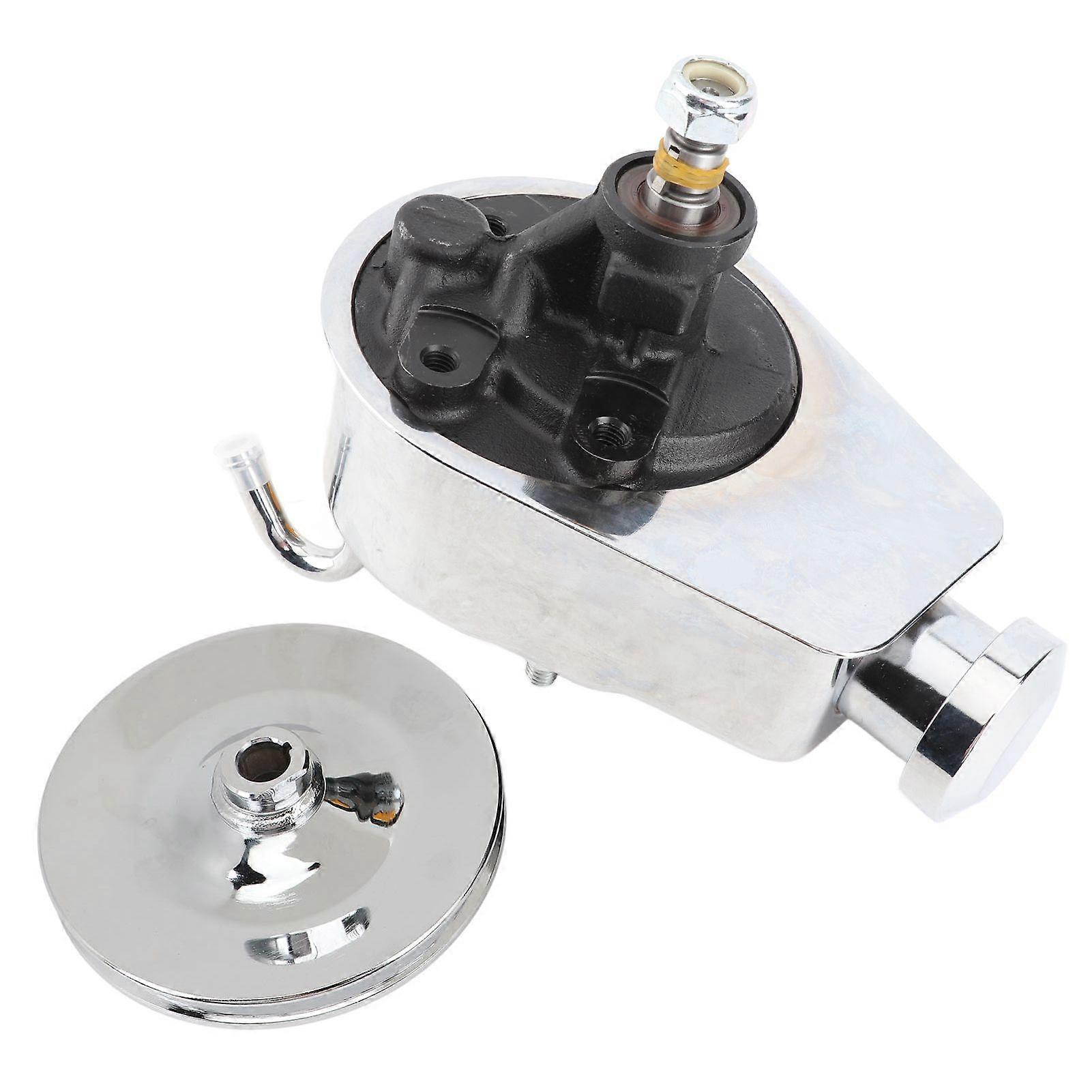 Power Steering Pump with Pulley Keyway Shaft Steering Pump Replacement for Saginaw Style Plated Silver