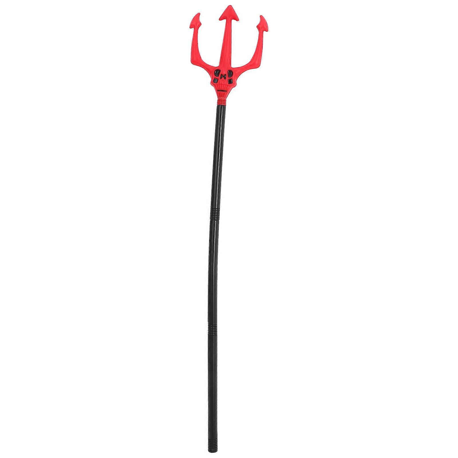 Halloween Decorative Pitch Fork Trident Shape Party Decoration Plastic Red for 1Pack