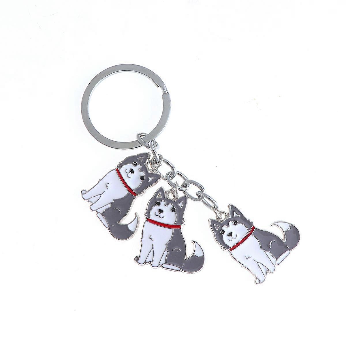 Creative Keychain Metal Pet Dog Husky Keyring for Hanging Keys