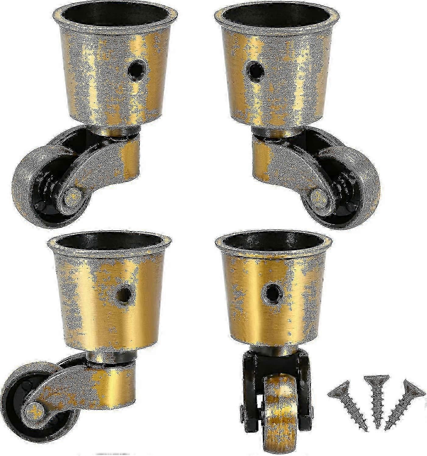 4 Pieces Swivel Casters, Copper Round Casters Antique Casters ise Portable Can Swivel 360 For Sofa/chair/coffee Table/shelf Load 150kg