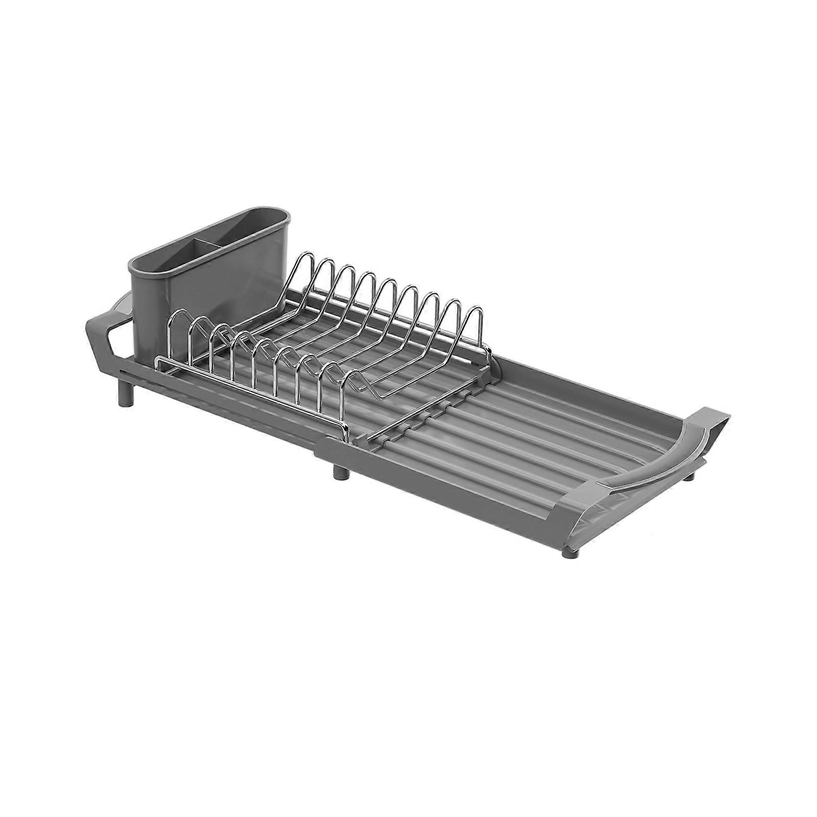 Small Drying Rack with Efficient Drain Plan and Immune Metal for Kitchen Use 12.5 In Height  grey