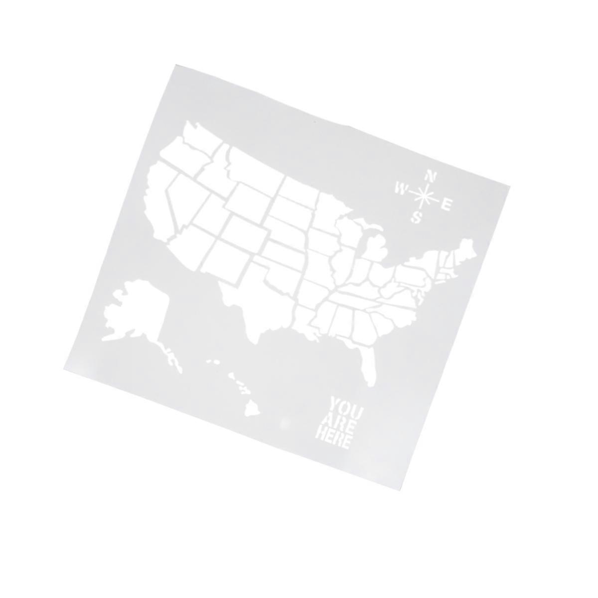 Hollow Painting Stencils American Elements Map Pentagram DIY Template 2Pcs