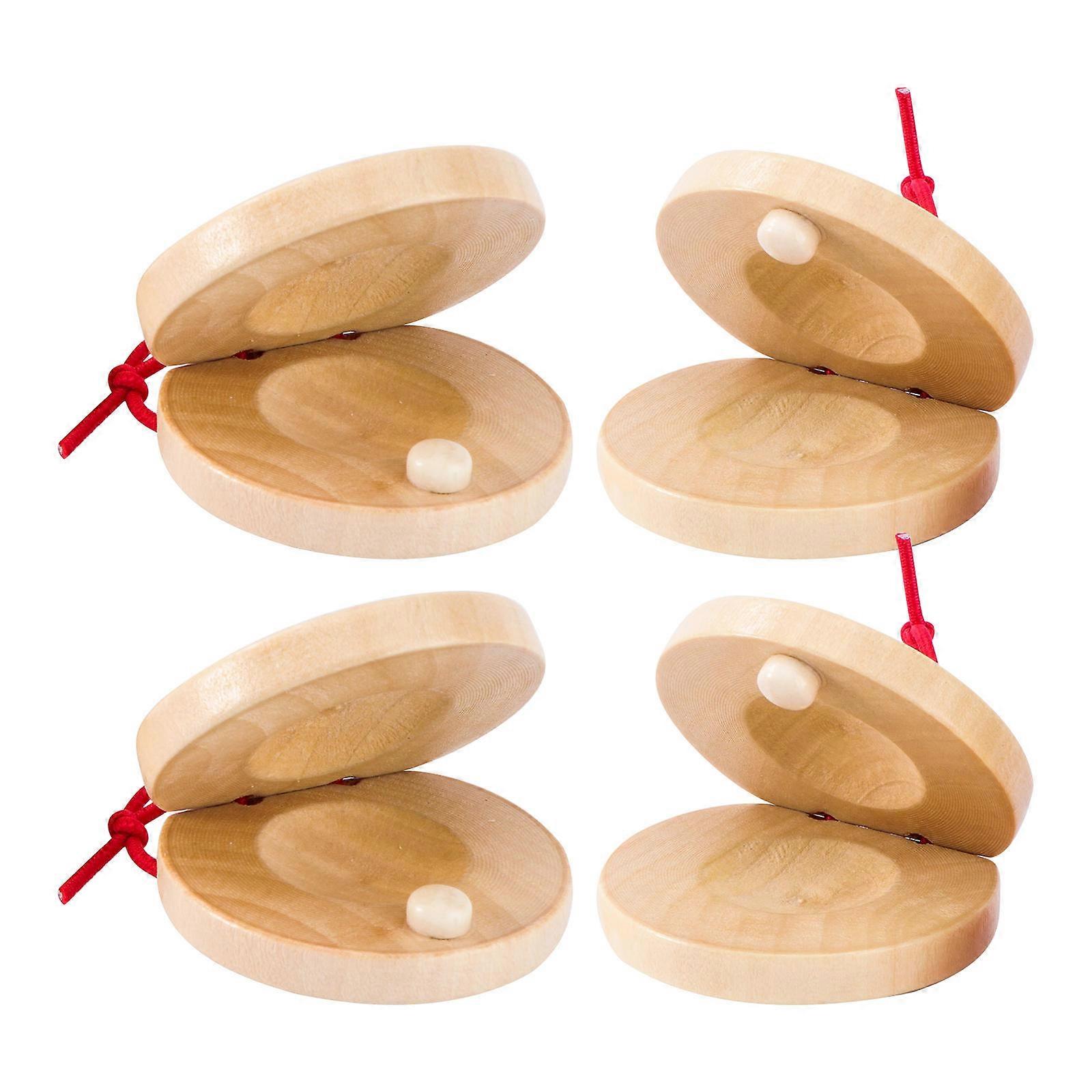 Kids Castanet Toy Wooden Instruments for Kids Playing 4Pcs Music Education Toy