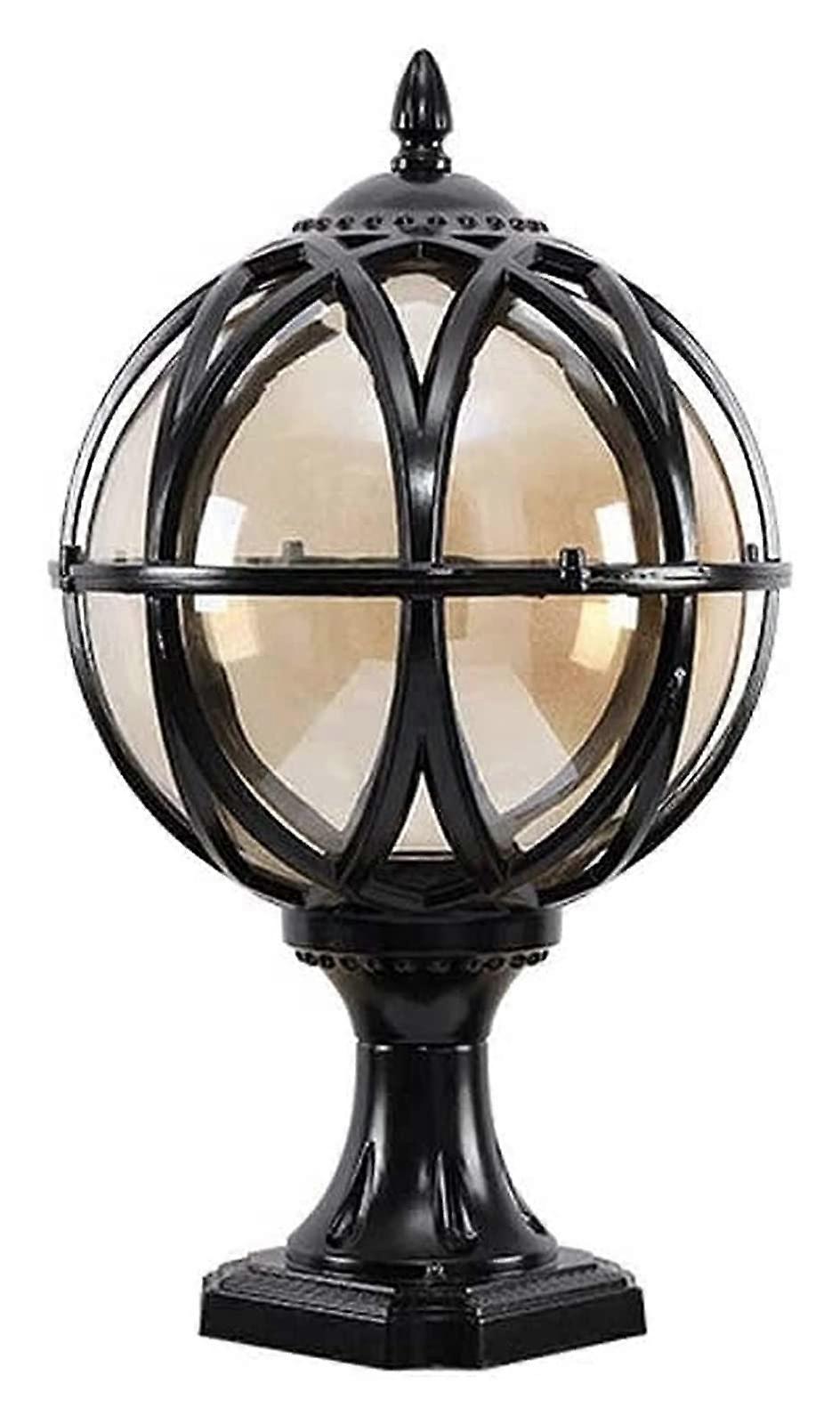 Courtyard Light Garden Column Lamp Antique Retro Waterproof Diecast Post Light Height 32 Cm Noir