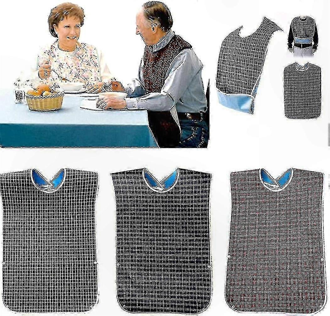 Large Dining Aprons with Crumb Catcher - 3 Pack Reusable Bibs for Adults