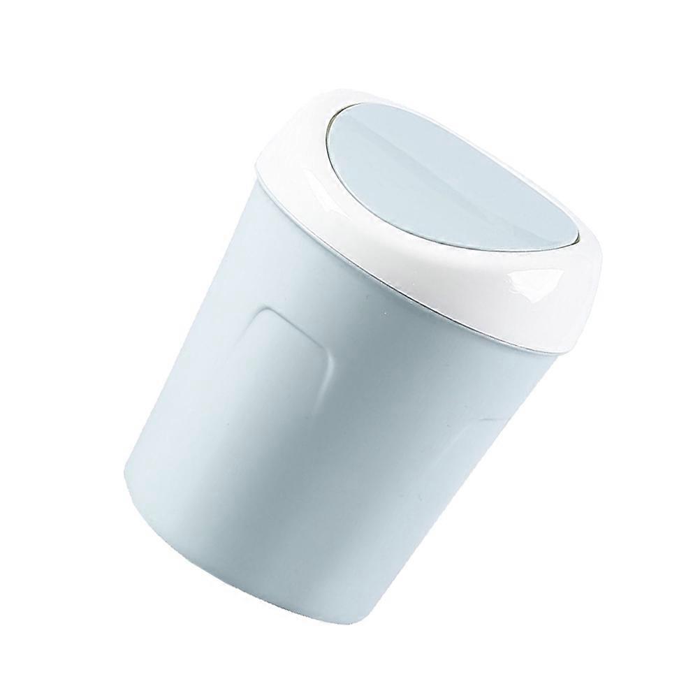 Plastic Wastebasket 2Pcs Space-Saving Desktop Trash Can With Cover Ideal For Bedroom Organization Sky-Blue
