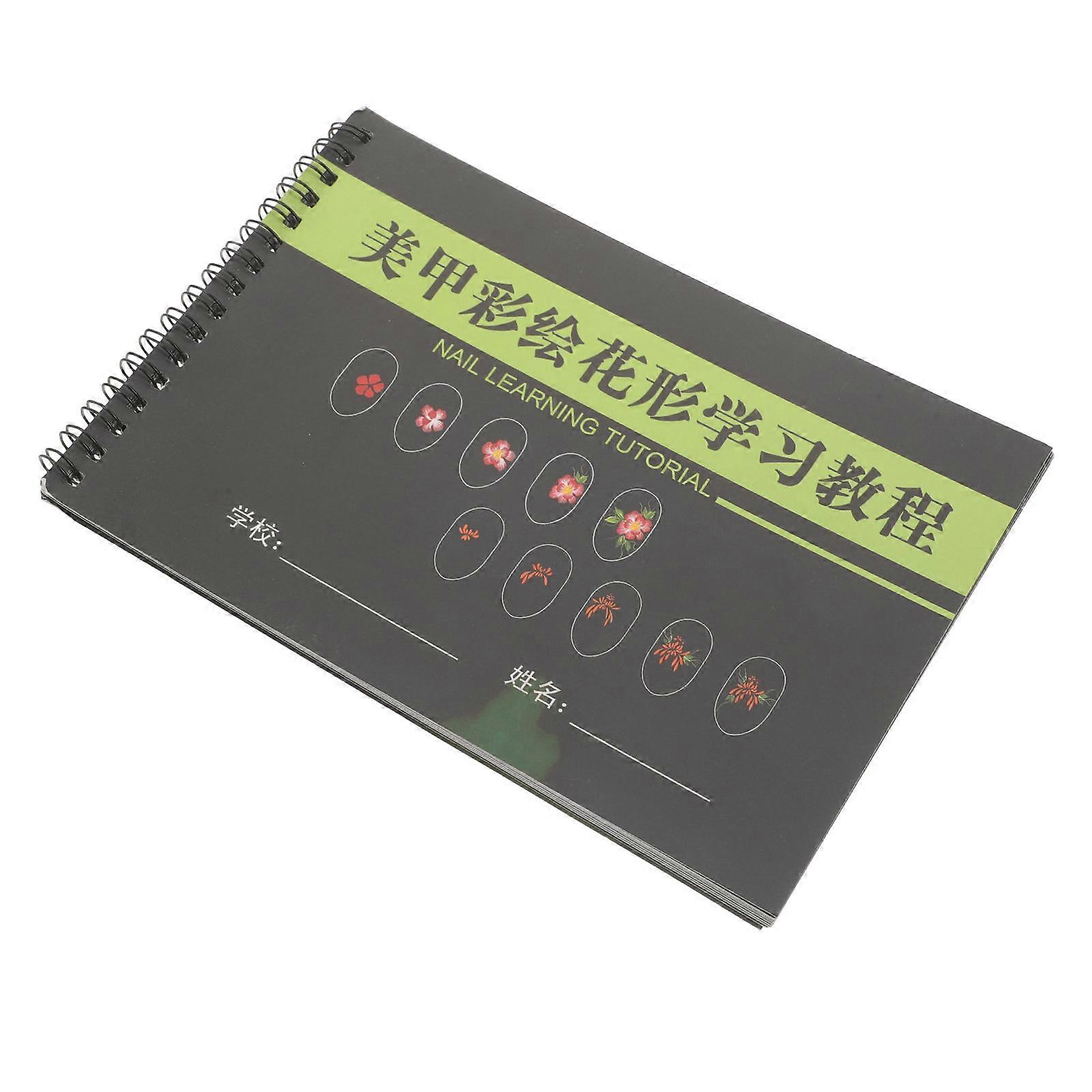 Nail Practice Sheet for Nail Art with 2Pcs Manicure Drawing Exercise Book
