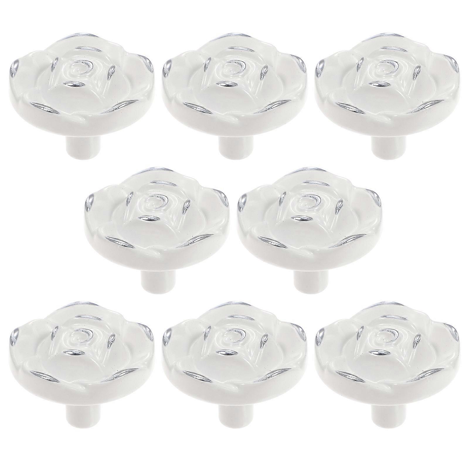Square Vintage Rose Cupboard Knobs Wardrobe Drawer Pulls Easy Installation 8Pcs