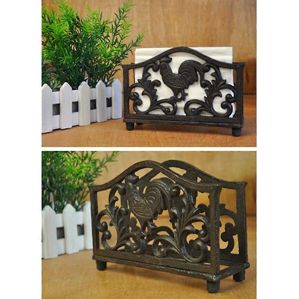 Cut-Out Napkin Holder Cast Iron for Tissue Use Dark Brown Holder