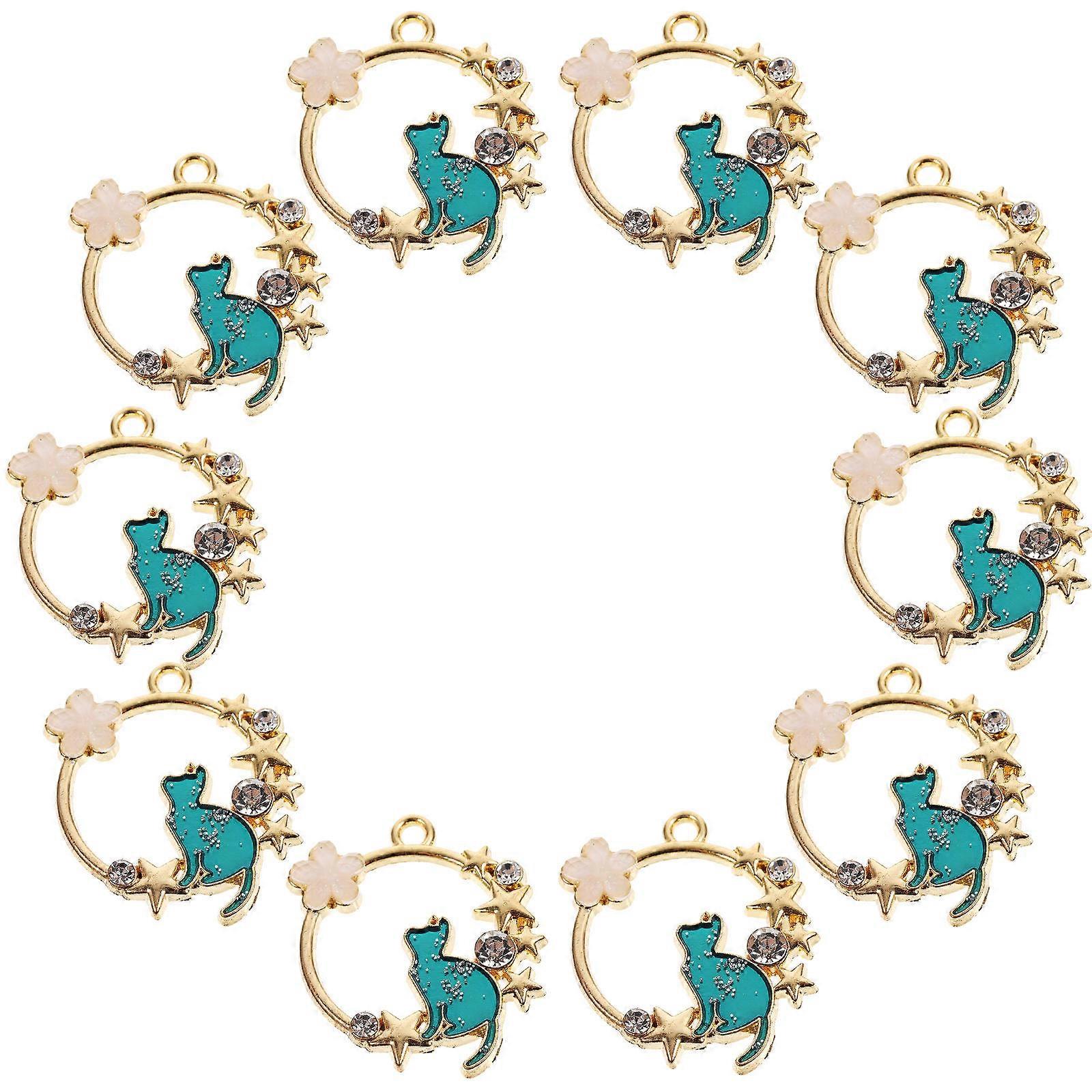 Creative DIY Charms Flower Wreath Cat Pendant for Decor 10Pcs