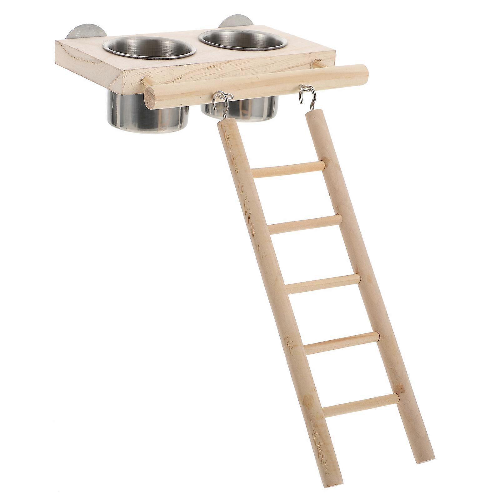 Bird Feeder Ladder Climbing Parrot with Food Water Feeder 2Sets