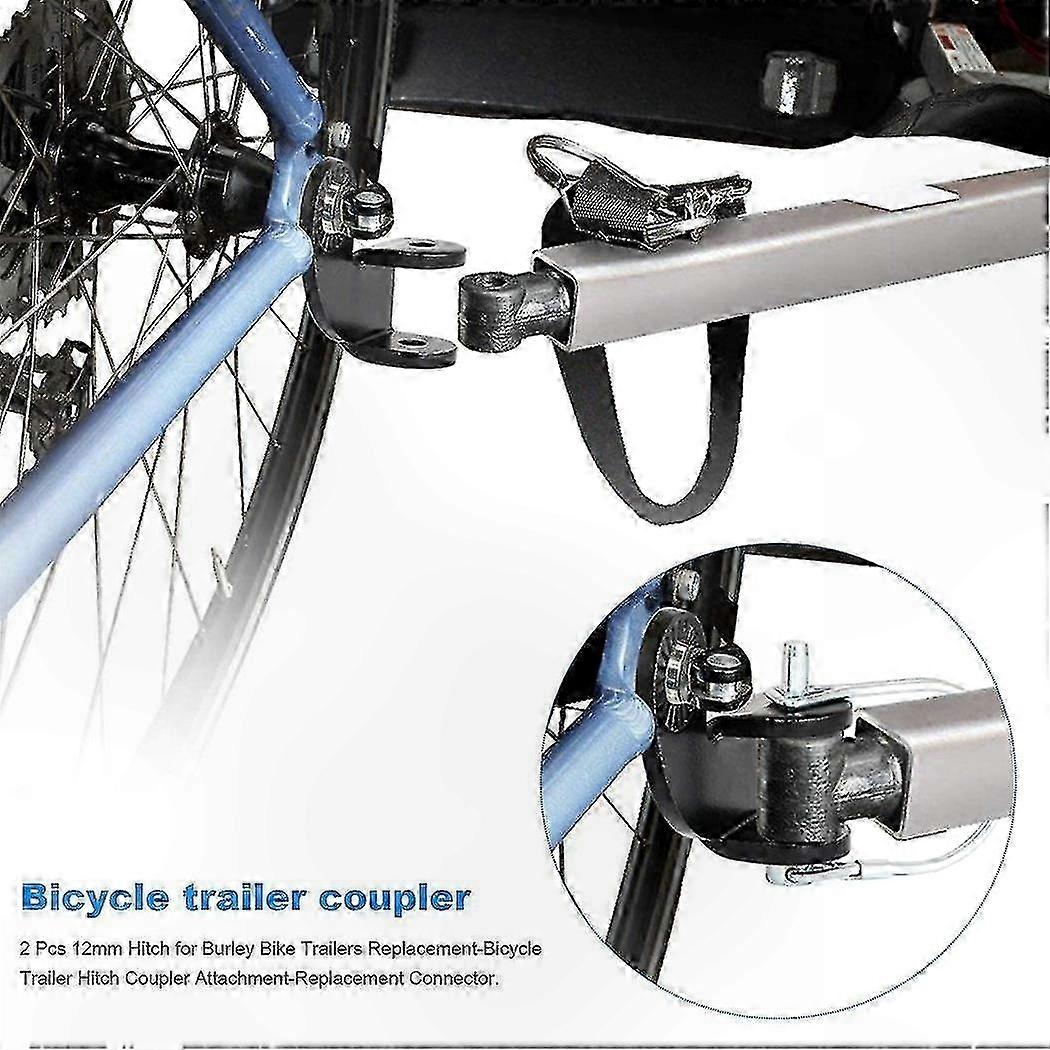 Bicycle Trailer Hitch Adapter - 2 Pack 12mm Coupler for Replacement Accessory Connection Part