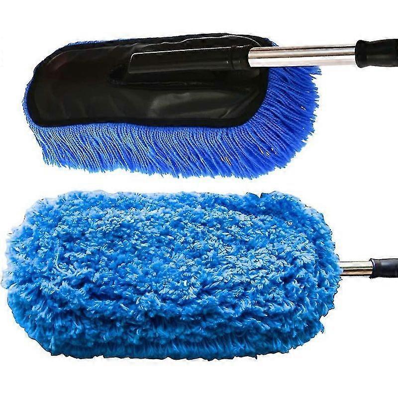 Minglan Microfiber Car Duster Wash Mop With Extendable Handle For Exterior And Interior, Lint Free  Scratch Free Cleaning Brush Cleaning Tool (blue)