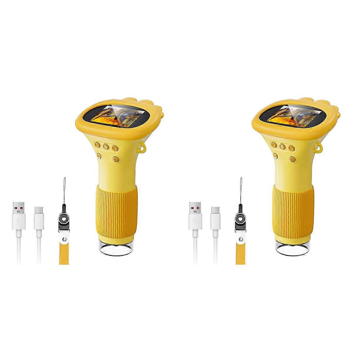 2pcs Kids Microscope, 1000X Handheld Digital Microscope HD Portable Mini USB Microscope Camera Compa