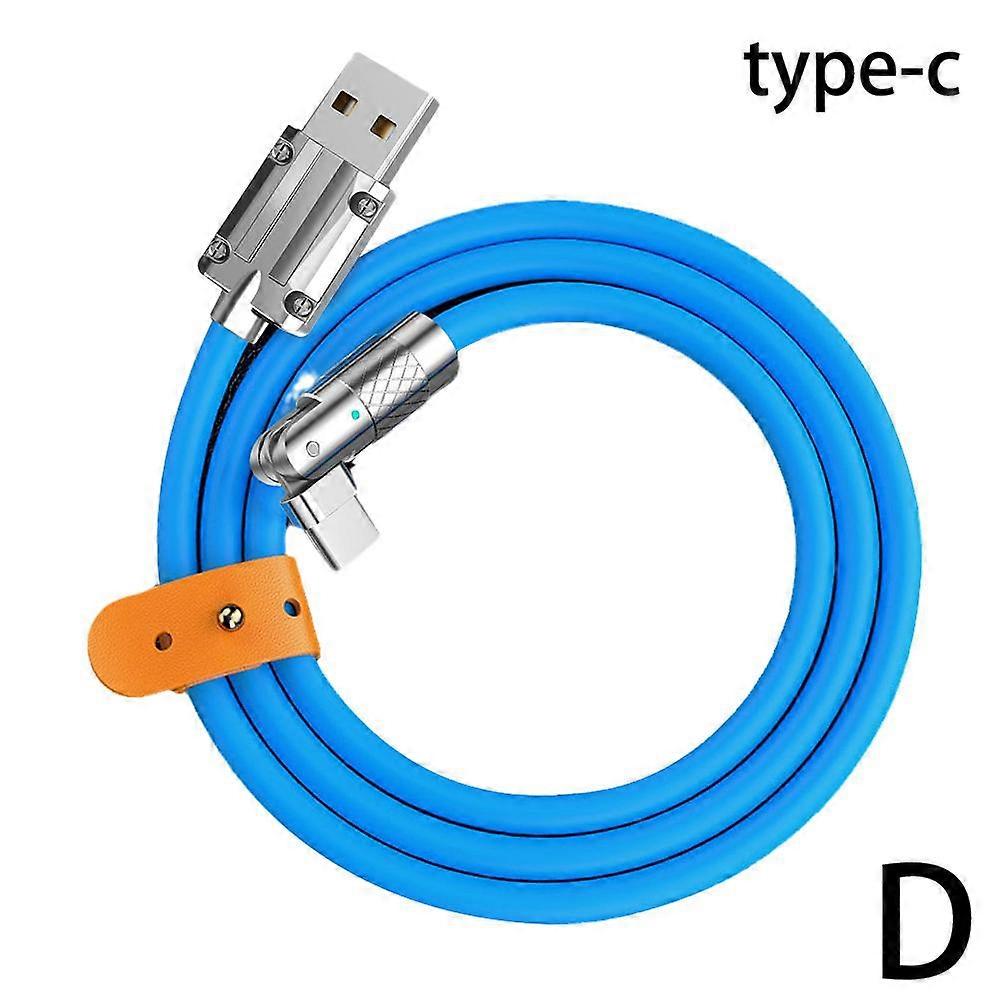 180-Degree Rotatable USB to Type-C 120W Fast Charging Cable 6A Current Superconducting Copper Core Zinc Alloy Connector 1 Meter Soft Silicone