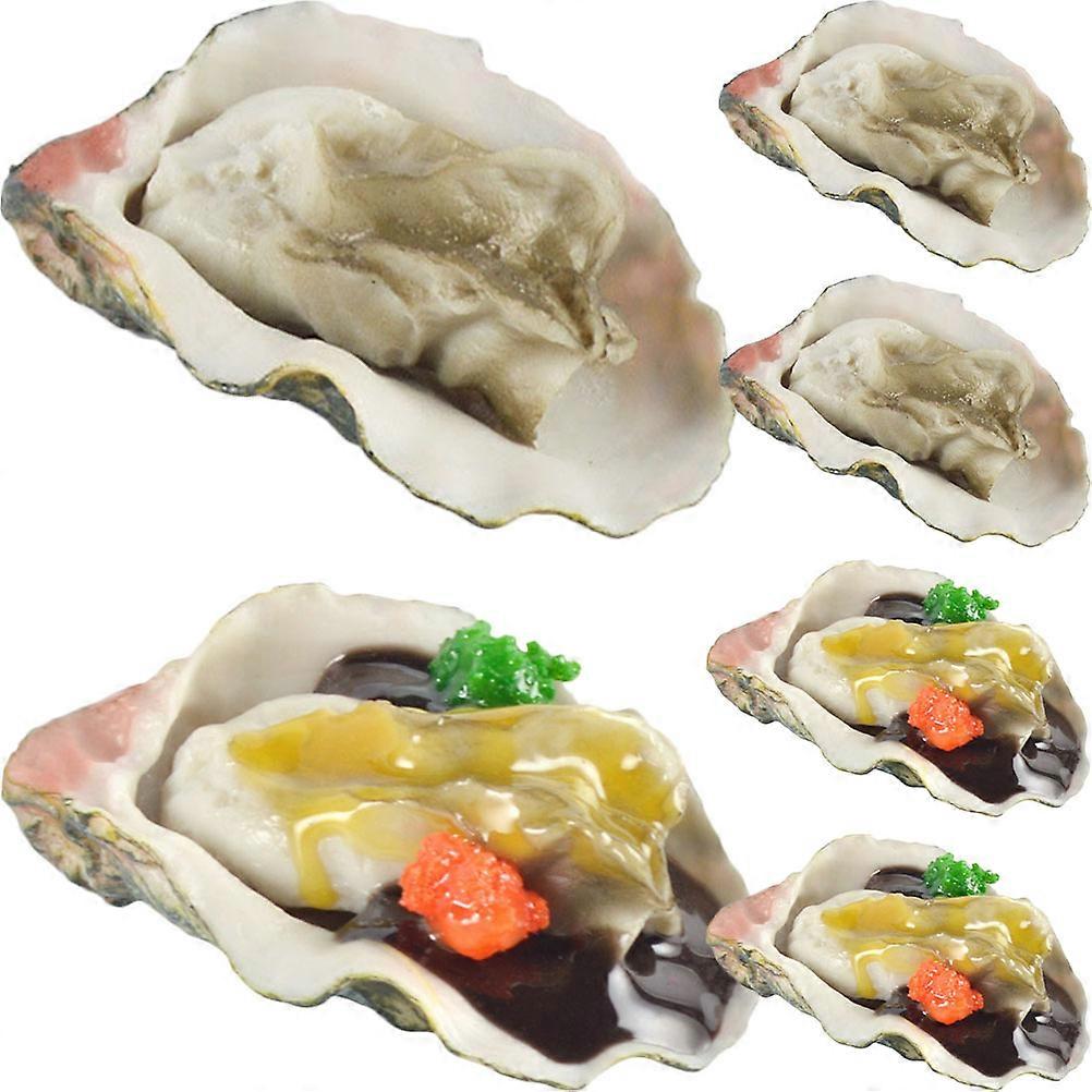 Fake Oyster Model Decor with 6Pcs Artificial Shellfish for Display Use