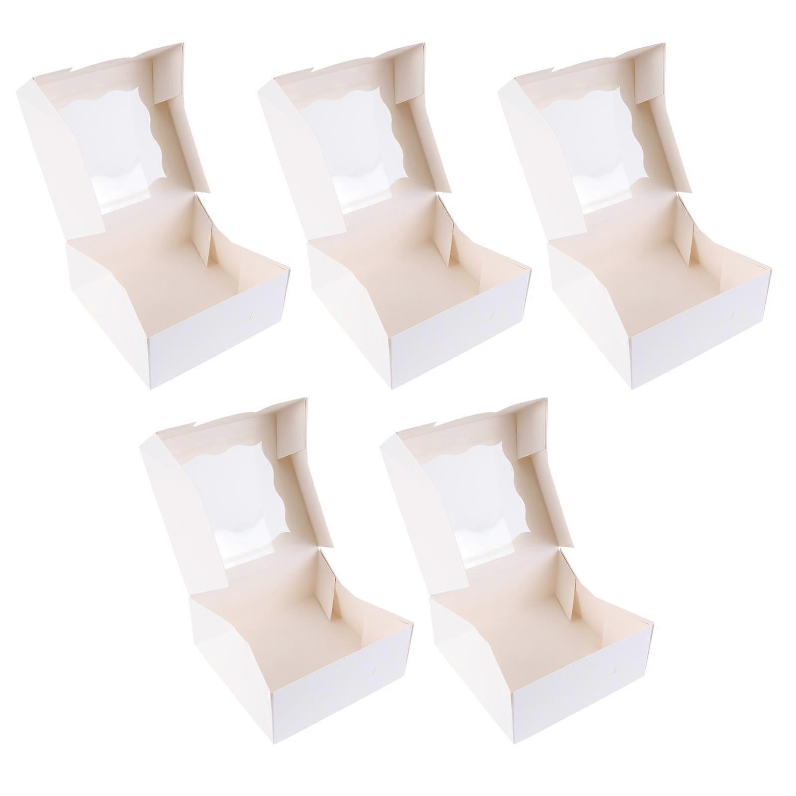 Egg Cake Box Window Cake Box for Wrapping 5Pcs White Paper Dessert Packaging