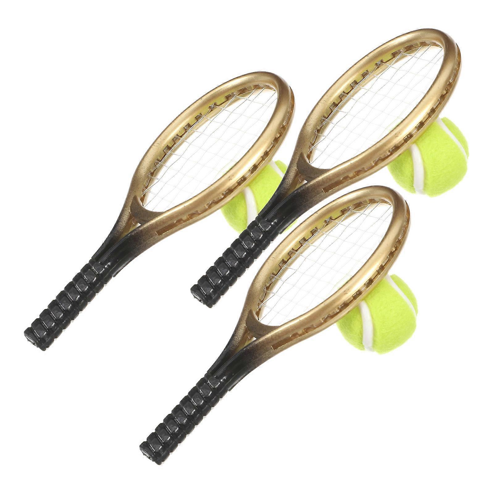 Mini Tennis Racket and Ball Set for Play 12Sets Realistic Plastic Sports Kit