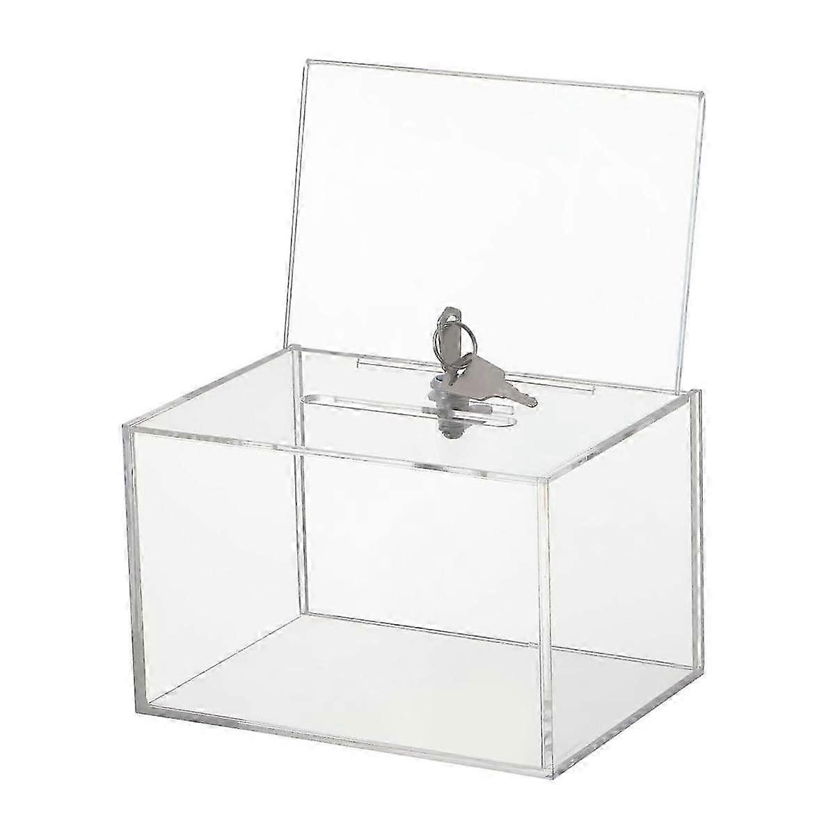 Acrylic Donation Box with Lock, Business Card and Ticket Drawing Box 26s