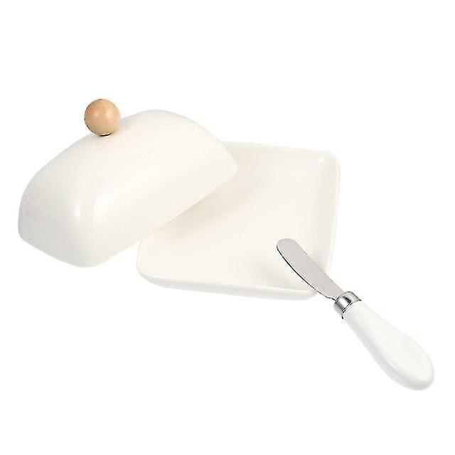 Butter Dishes 1pc Ceramic Butter Case With Lid Multifunction Cheese Tray Container With Cutter
