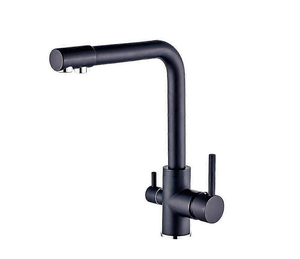 Copper Kitchen Faucet ThreeInOne Pure Water Faucet With Filter Direct Drinking ChromePlated Double Handles