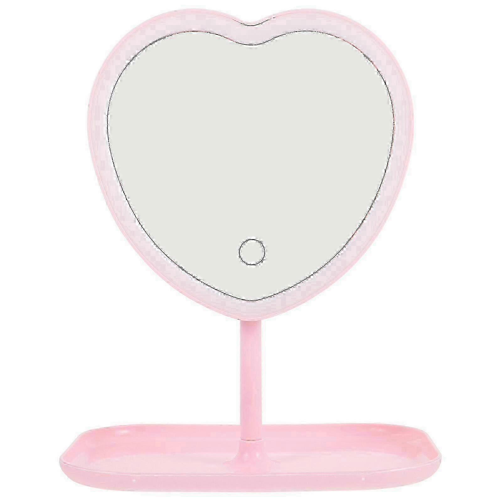 25-26 Usb Rechargeable Led Makeup Mirror Desktop Mirror Heart Shape Mirror For Women Db