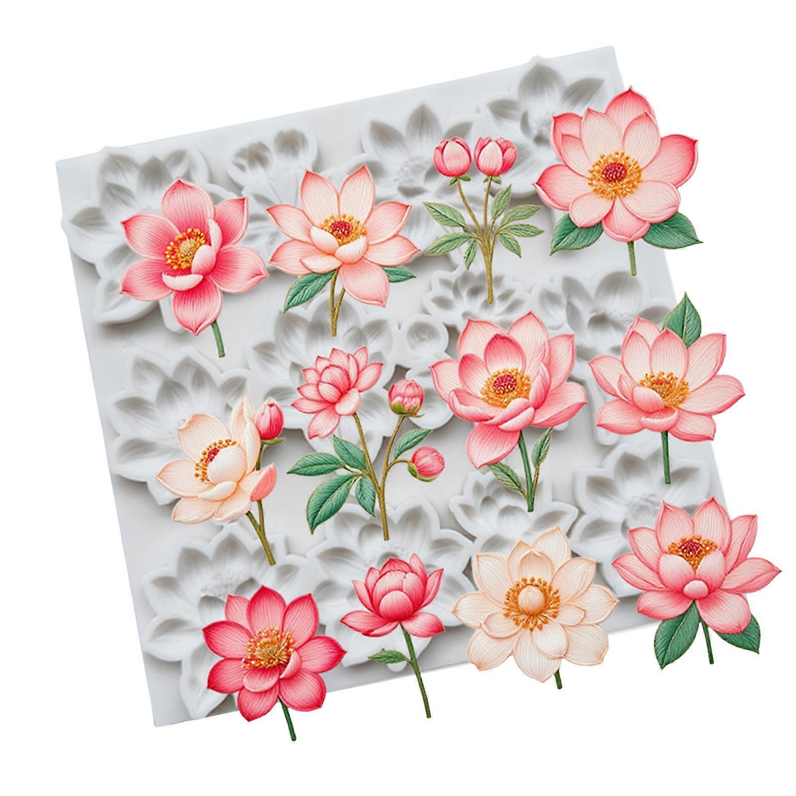 Reusable Heat Resistant Baking Mold With Flower Design For Pastry Soap Making And Ice Multicolor