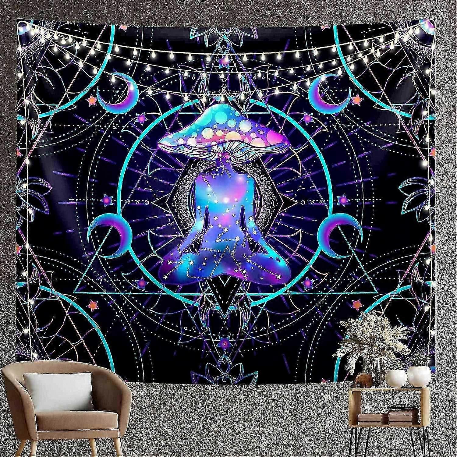 Psychedelic Tapestry Wall Hanging with Mushroom Design for Home Decor