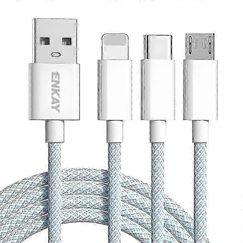 ENKAY CB173 3-in-1 Candy Color 60W USB to 8 Pin / Type-C / Micro USB Charging Data Cable, Length:1.5m