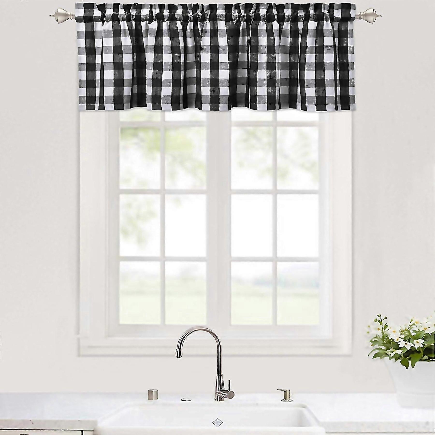 For Buffalo Checker Pattern Valance Curtains For Kitchen Cafe Curtains Plaid Gingham Bathroom Window
