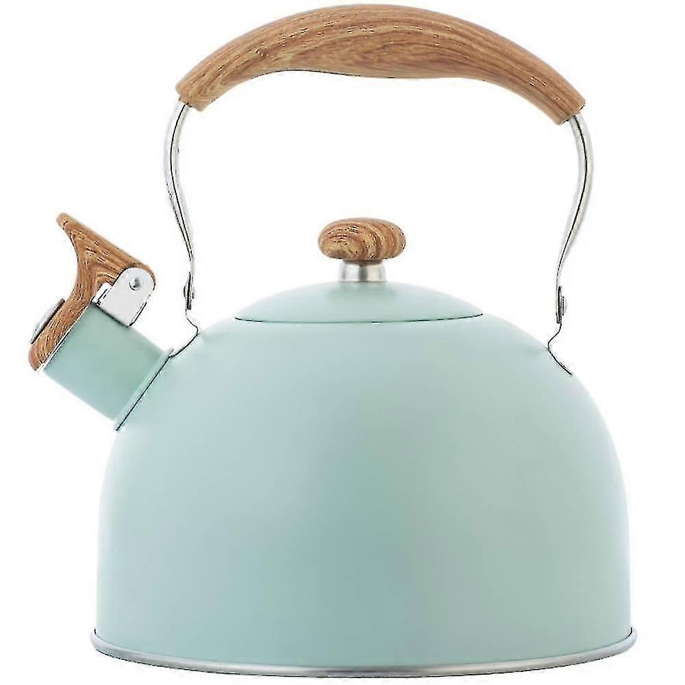 2.5L European Style Light Green Kettle with Flat Bottom Hemisphere and Whistle