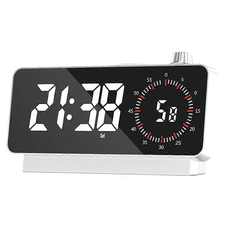 Alarm Clock with : Digital Desk Clock Battery Operated Countdown for Study Office-Alarm Clocks for Bedrooms White