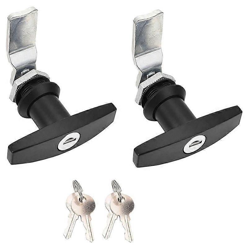 T-Handle Door Lock Truck Cap Locking with 2 Keys for Most of Truck Cap Toppers Tops Black