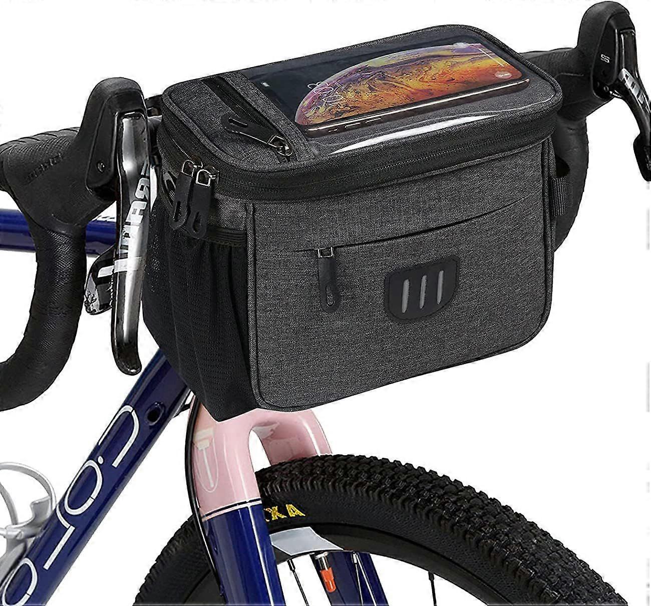 Bicycle handlebar bag, waterproof bicycle frame bag, large capacity bicycle handlebar bag with phone holder, front top tube storage bag