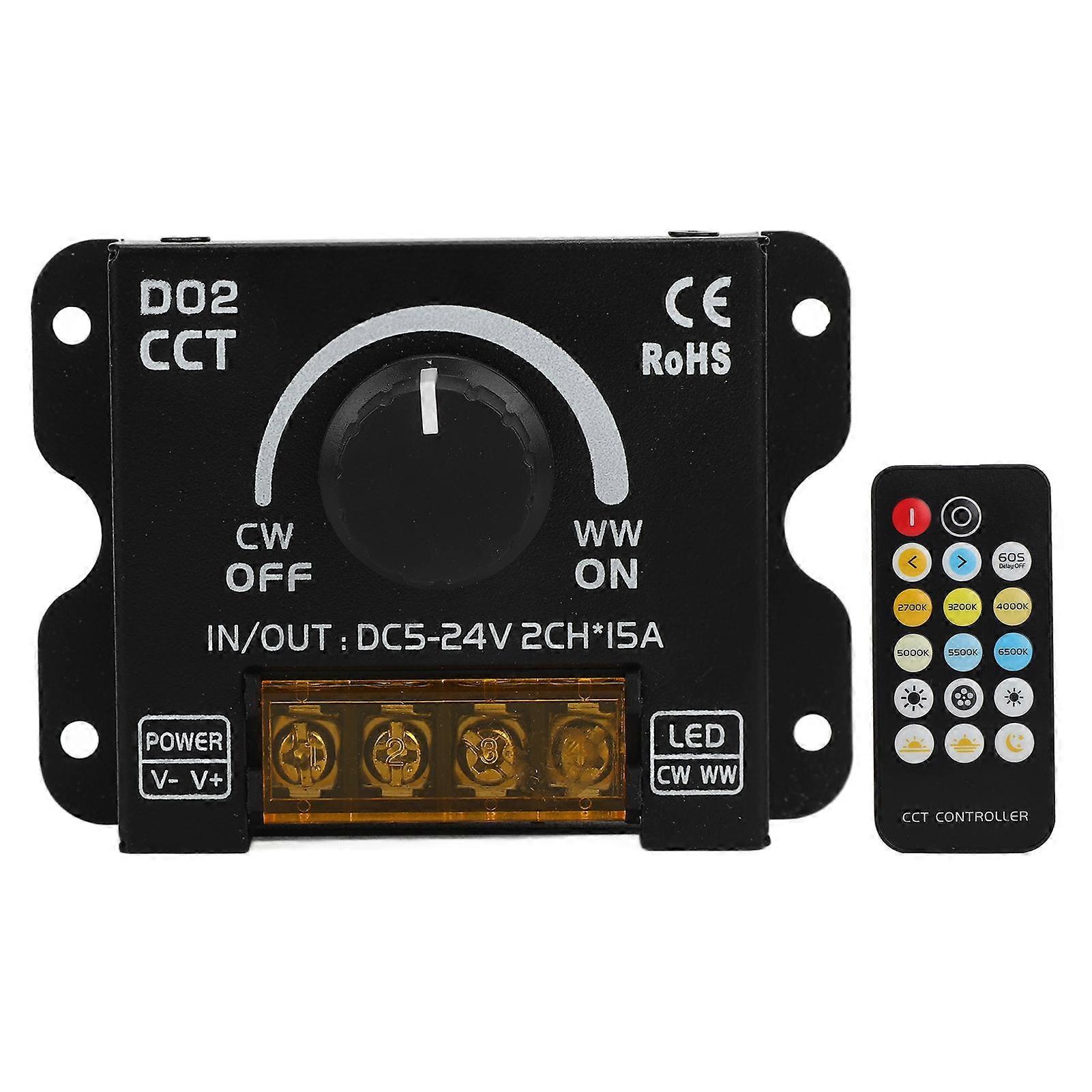 LED Dimmer 2 Channel 360 Degree Encoder Color Temperature Knob LED Light Strip Dimmer with Remote