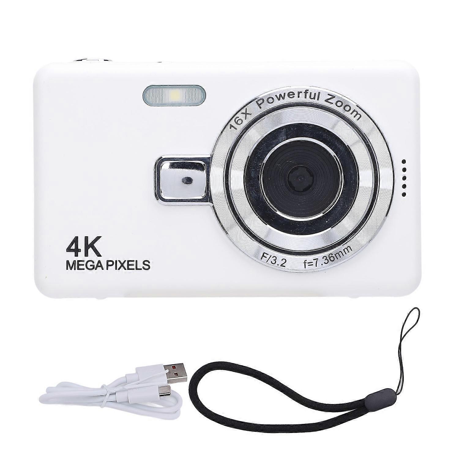 Digital Camera 50MP 4K High Definition 16X Digital Zoom 2.4 Inch IPS Screen Anti Shake Compact Selfi