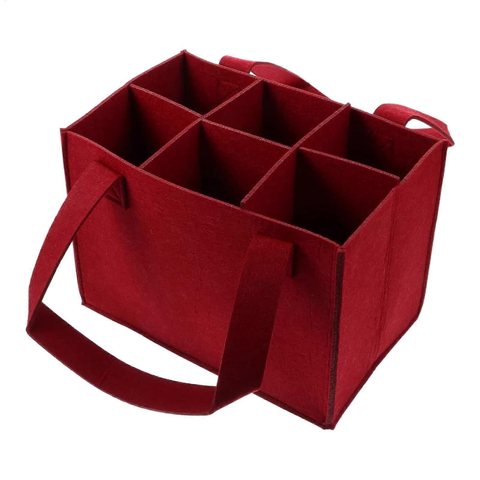 Wine Bottle Carrier Tote Bag for 6 Bottles, Felt Wine Bag with Handle for Red Wine, Champagne, Beer
