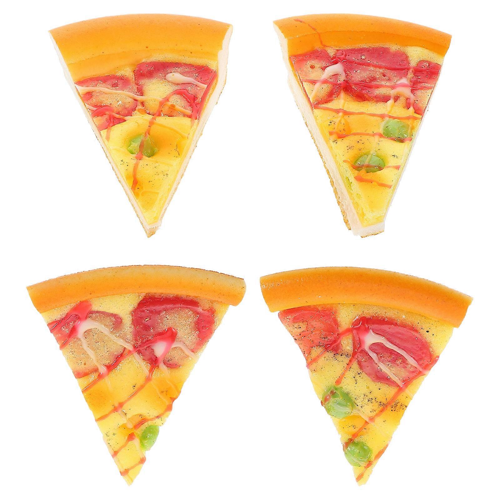 PU Simulation Cheese Pizza Slices for Decoration 4Pcs Party Models
