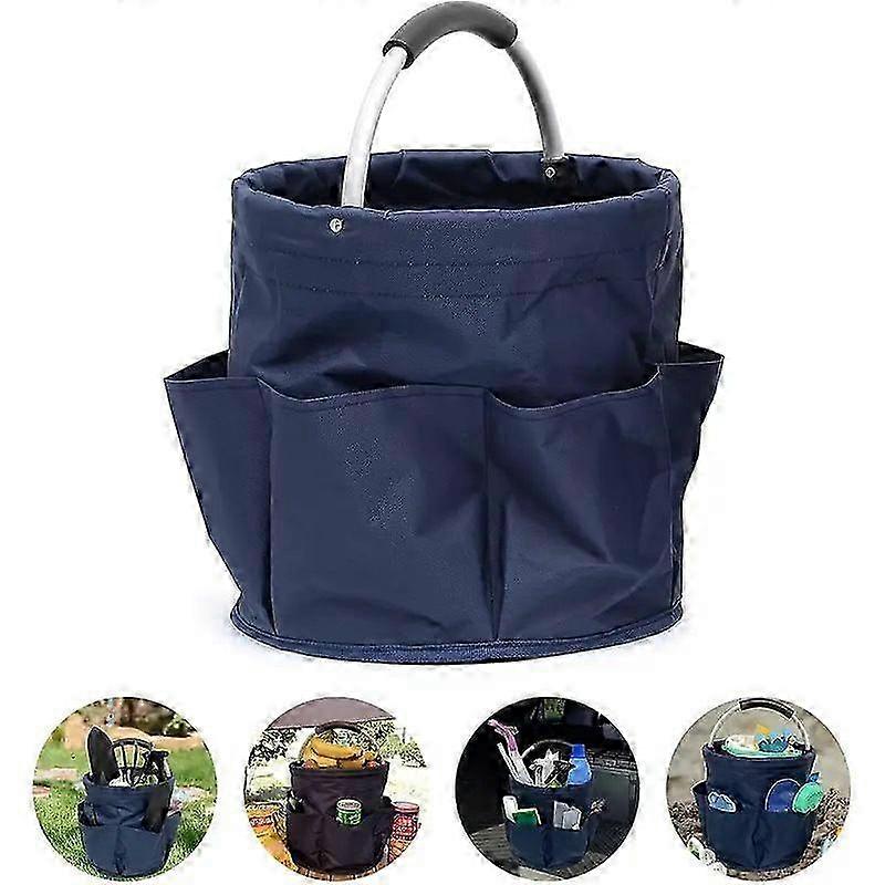 Portable Collapsible Picnic Basket Garden Tool Storage Bag Blue