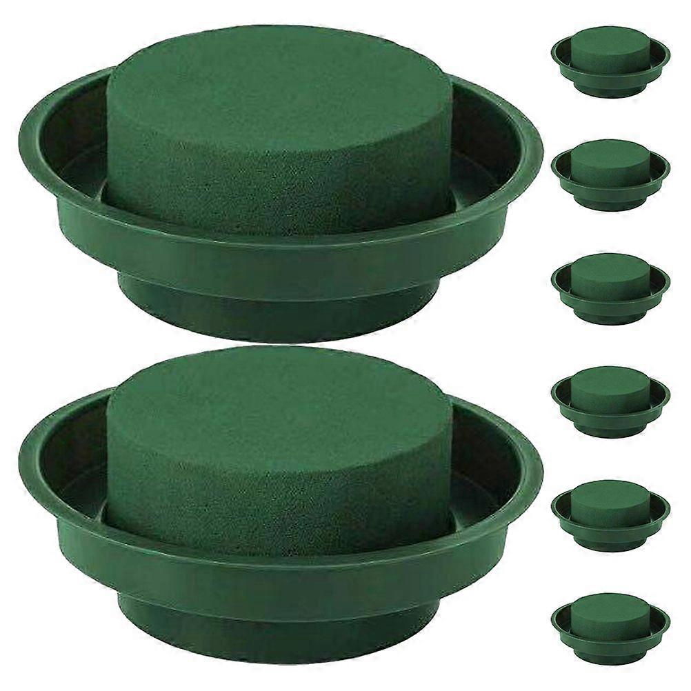 8pcs Floral Foam Rounds in Bowls Flower Arrangement Kit DIY Green Round Wet Foam Blocks for Fresh Artificial Flower Arrangements Wedding Aisle