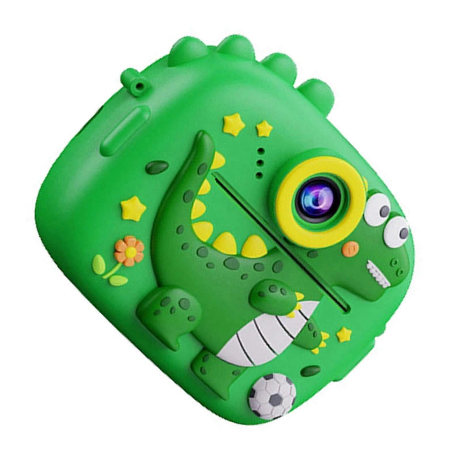 Dinosaur Themed 1080P Camera for Kids with Two Cameras and MP3 Playback Function  Green