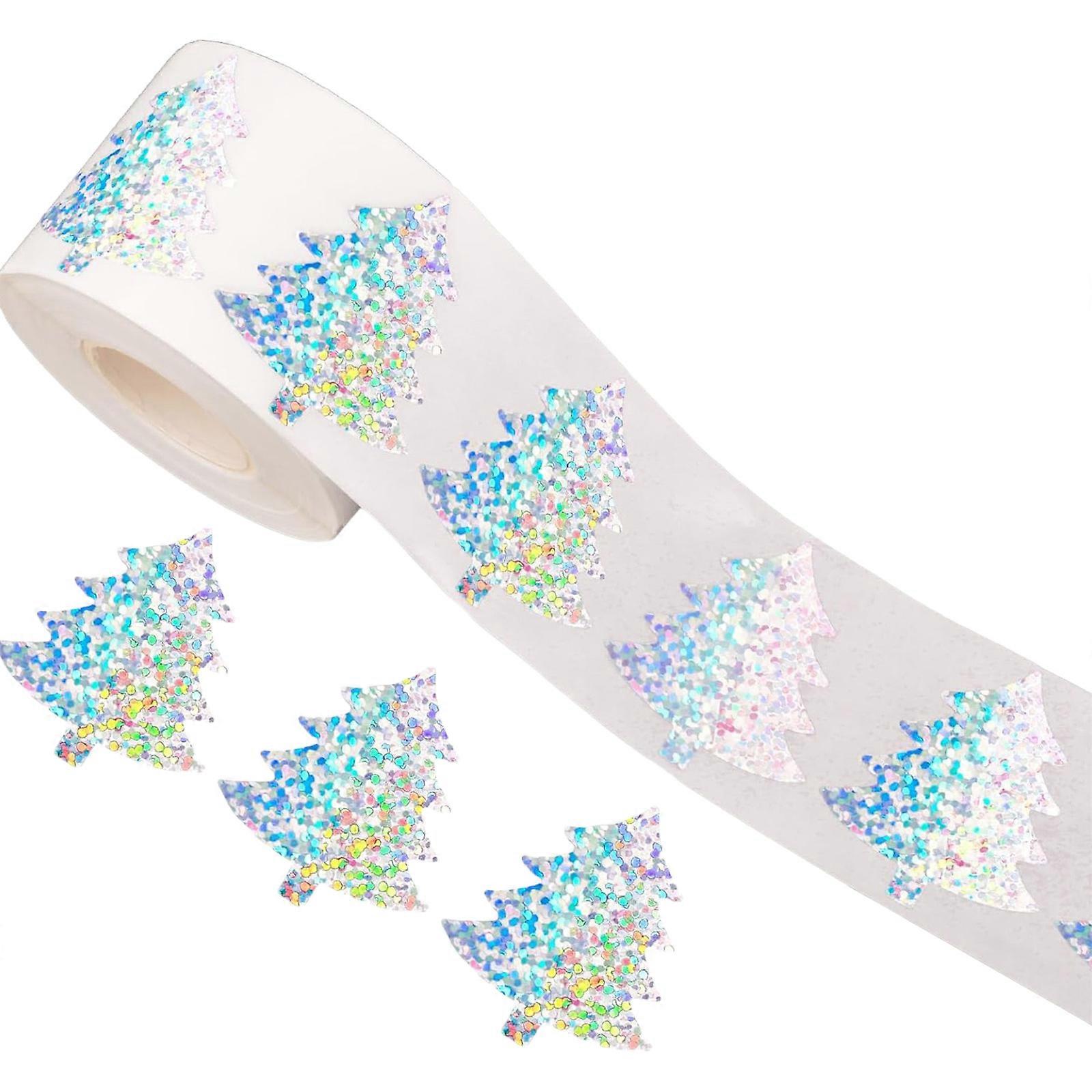 1 Roll Waterproof Christmas Tree Pattern Sticker Scrapbooking PVC Sticker Reusable For Kid Crafts Handcraft Projects Multicolor