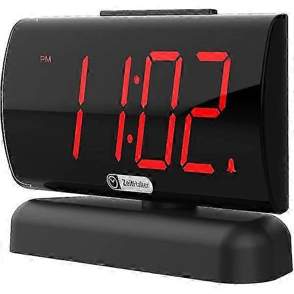 LED Digital Alarm Clock with Swivel Base, Red LED Display, Large Numbers for Seniors, Large Round Button, Dimmer Brightness, Adjustable Volume, Snooze